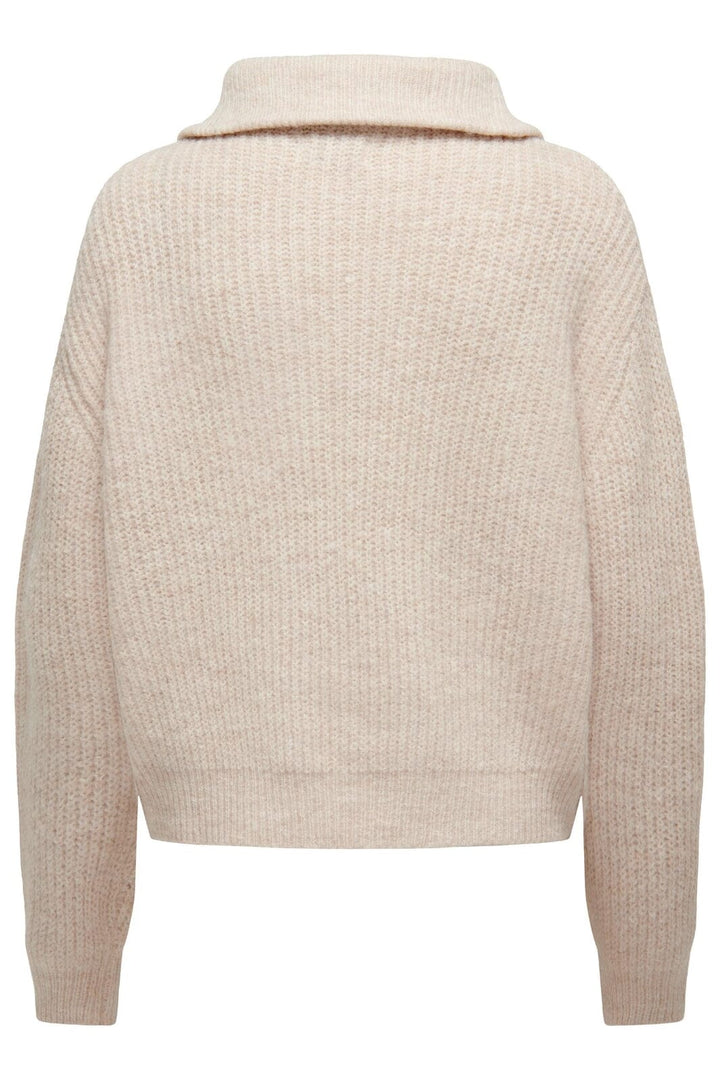 Only - Onlbaker L/S Zip Pullover Knt - 4117785 Cloud Dancer Melange