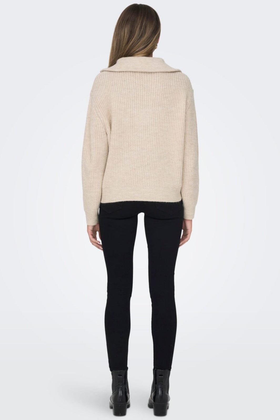 Only - Onlbaker L/S Zip Pullover Knt - 4117785 Cloud Dancer Melange