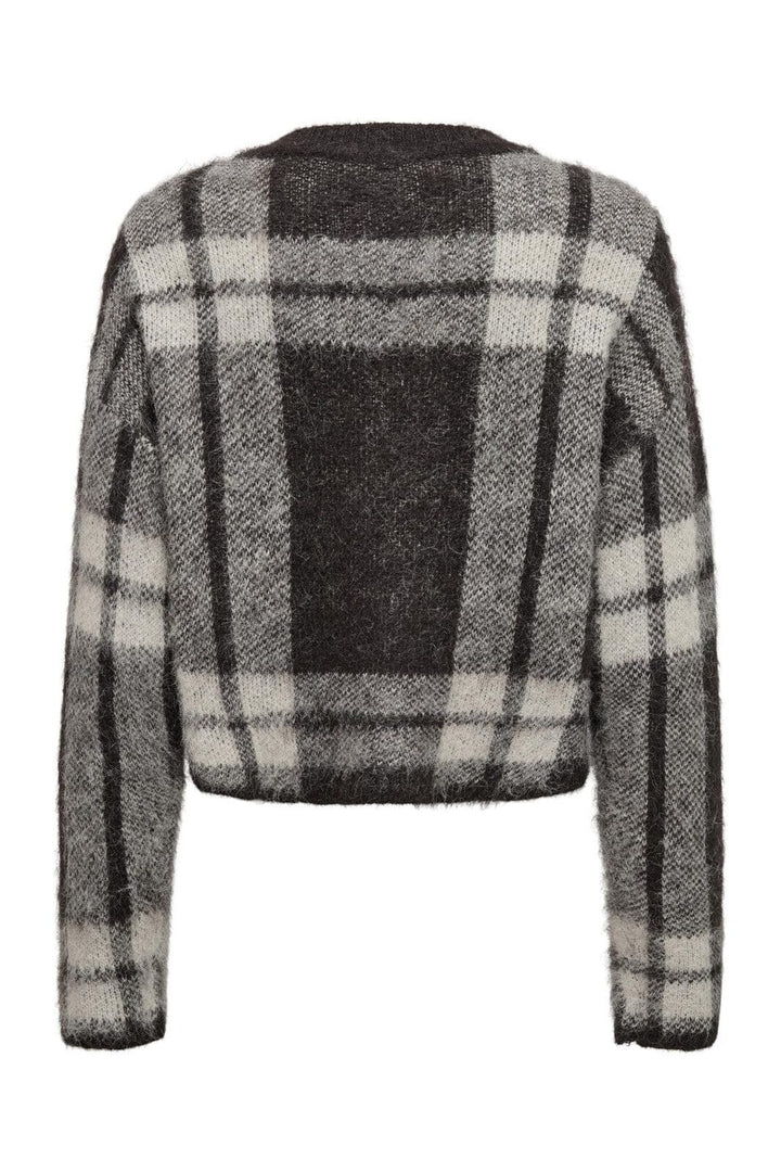 Only - Onlbeverly Life Ls Button Onec Cardi Knt - 4928939 Black Coffee Pumice/Melange