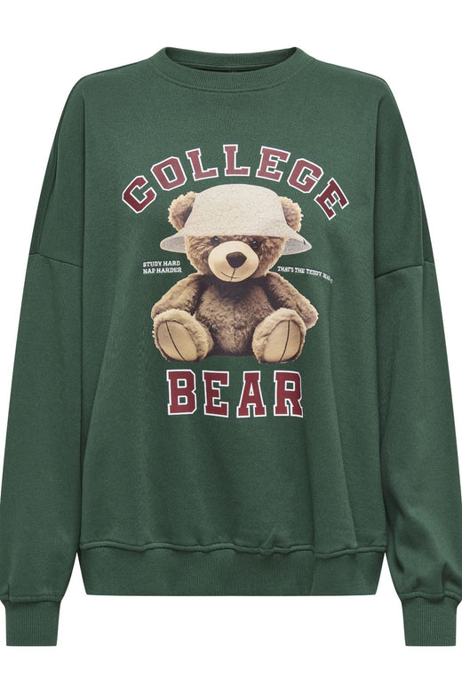 Only - Onlbila L/S Bear O-Neck Swt - 4839513 Pineneedle College Sweatshirts 