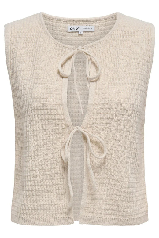 Only - Onlbirtie Sl Tie V-Neck Vest Cc Knt - 4777998 Birch Frakker 