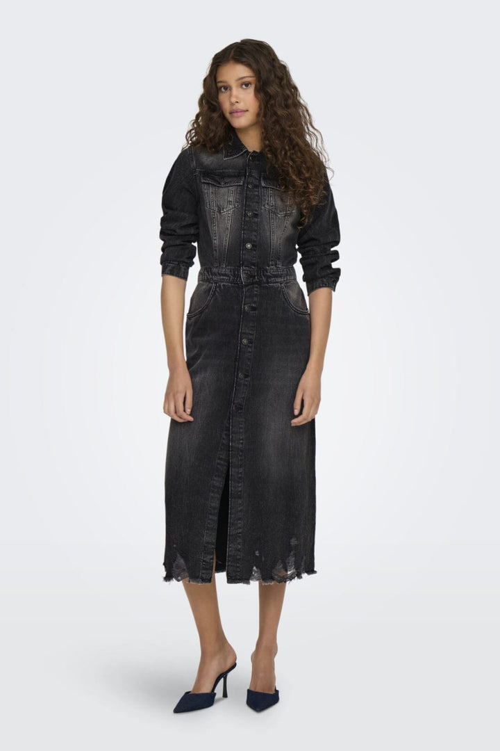 Only - Onlbroadway Ls Long Dress Red Akm - 4596262 Grey Denim