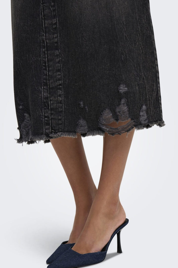 Only - Onlbroadway Ls Long Dress Red Akm - 4596262 Grey Denim