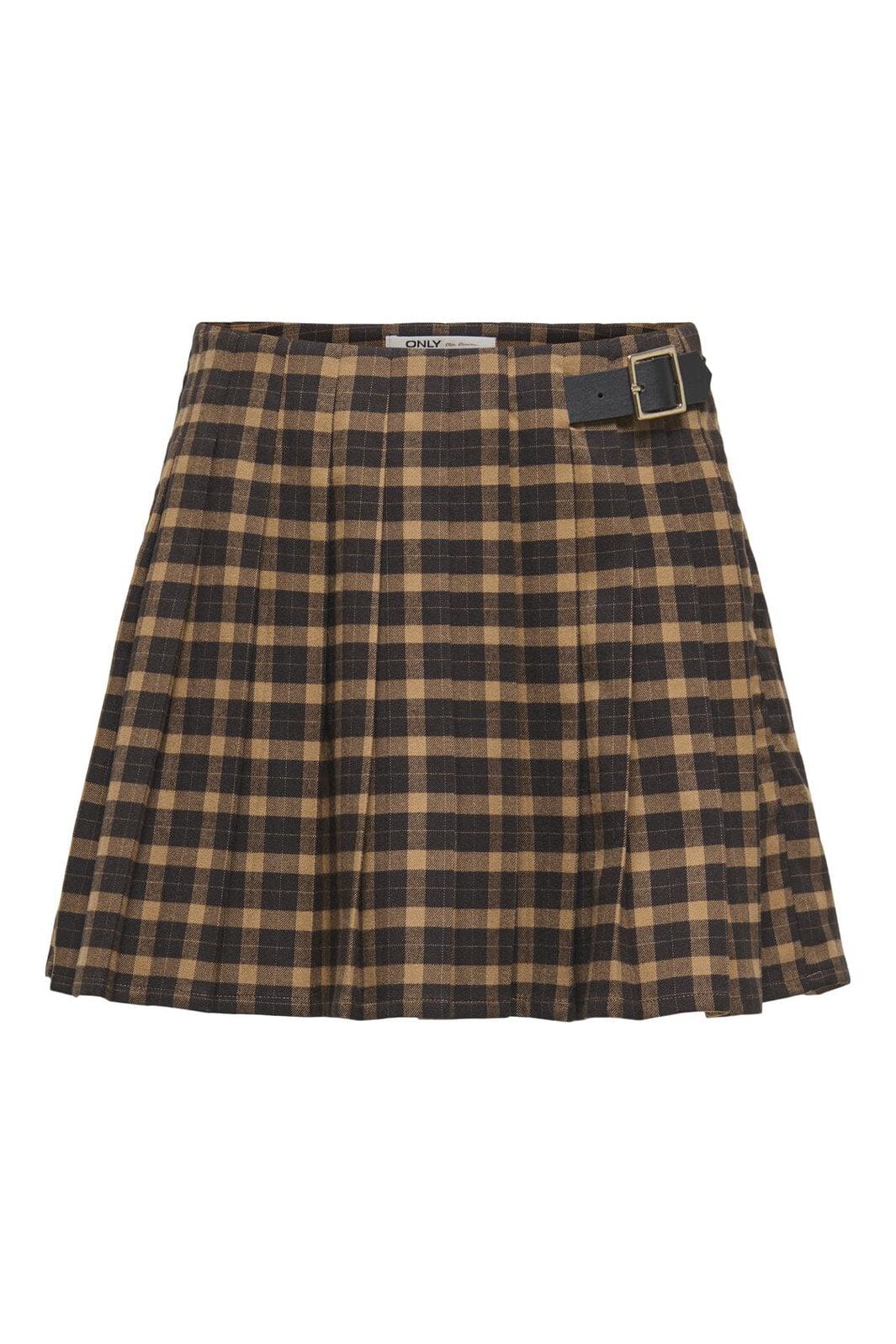 Only - Onlcat Life Plisse Check Skirt - 4859333 Chipmunk Black Coffee