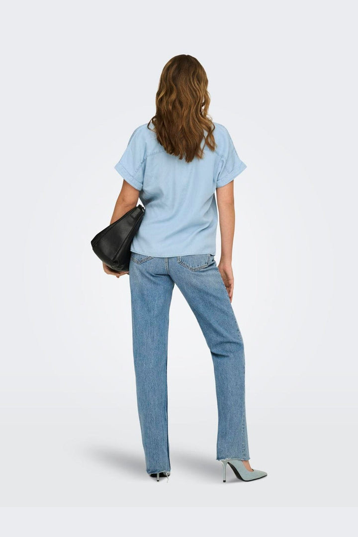 Only - Onlcharis Life Cap Sleeve Shirt Cc - 4910840 Light Blue Denim