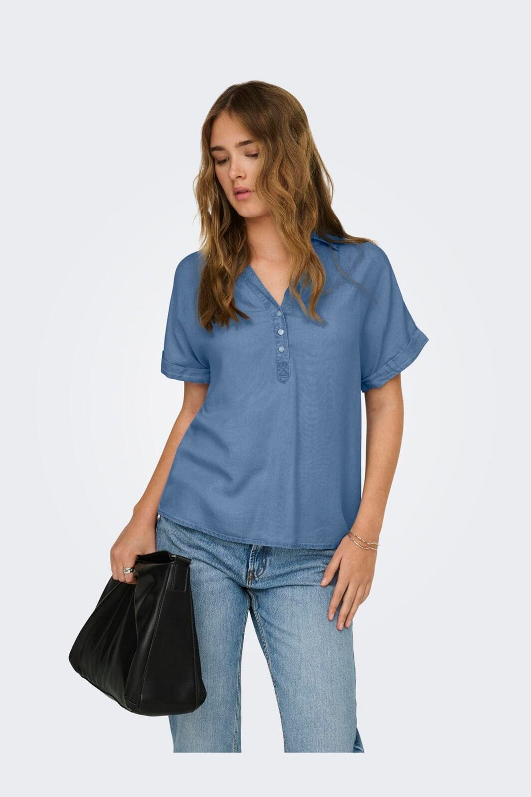 Only - Onlcharis Life Cap Sleeve Shirt Cc - 4977051 Medium Blue Denim