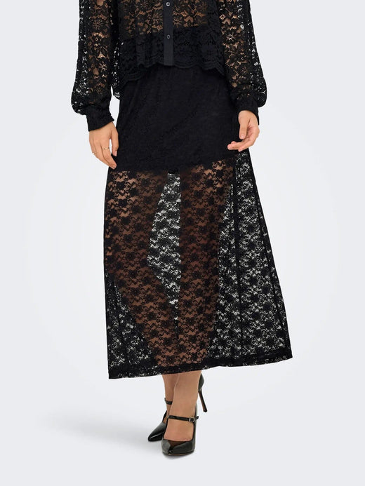 Only - Onlchigo Cali Life Lace Ankle Skirt - 4855496 Black Nederdele 