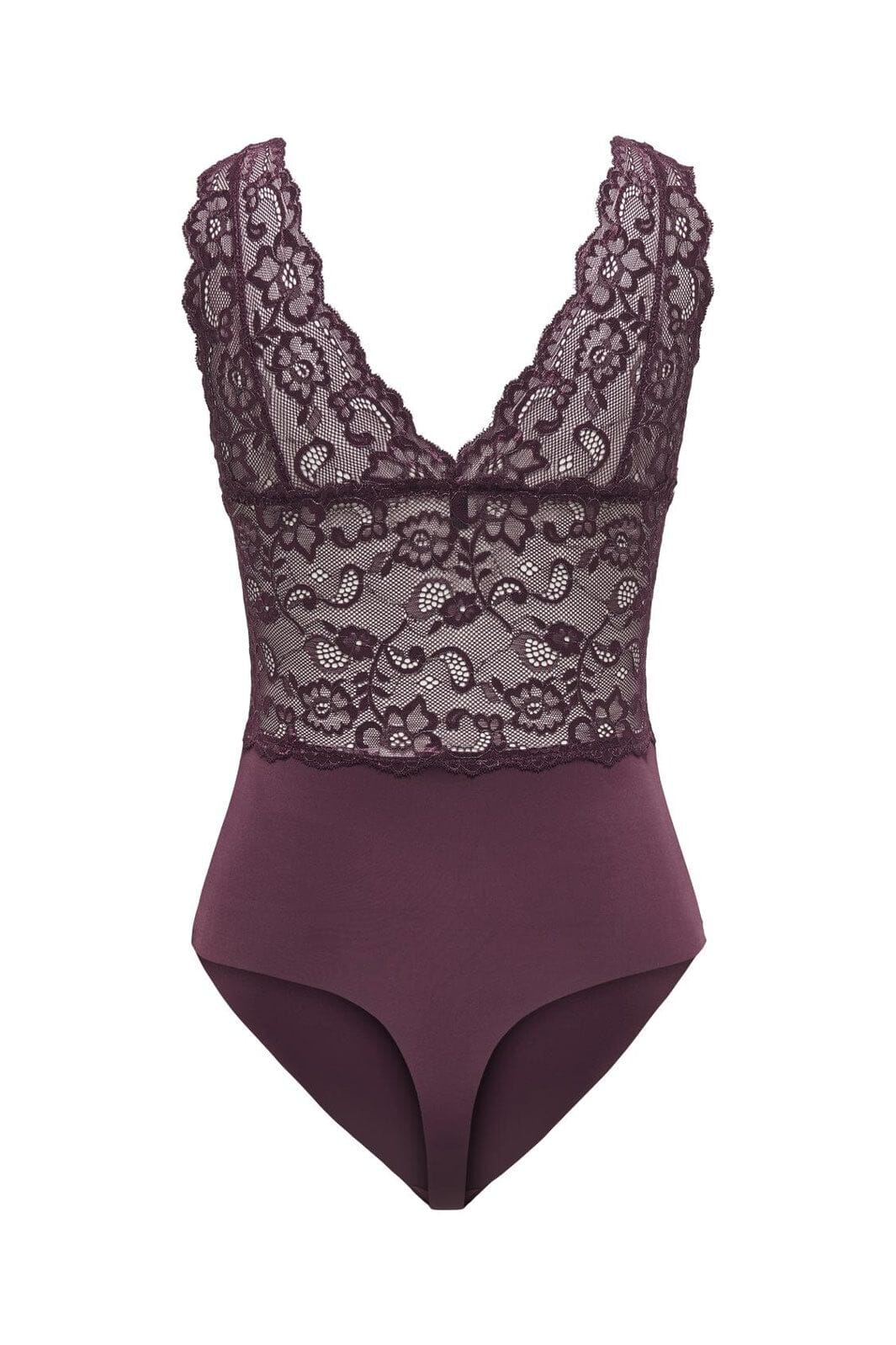 Only - Onlchloe Glitter Lace Bodystocking Acc - 4868948 Winetasting Silver-Lurex