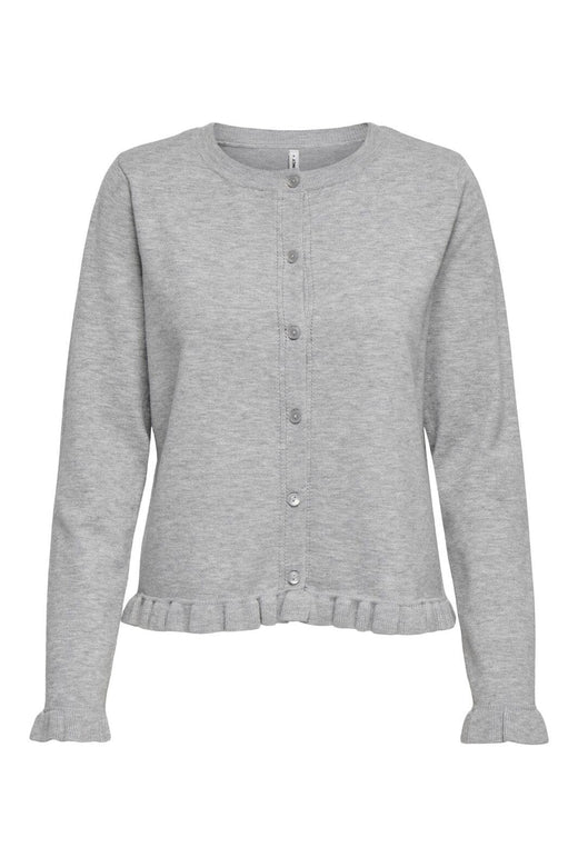 Only - Onlcinderel Ls Frill Cardigan Knt - 4979900 Light Grey Melange