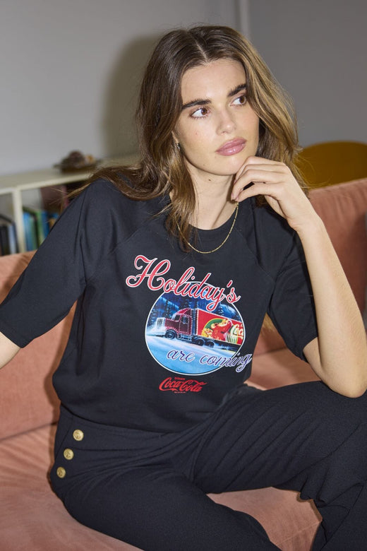 Only - Onlcoca Cola Xmas Life S/S Top - 4837321 Black Holidays Are Coming T-shirts 