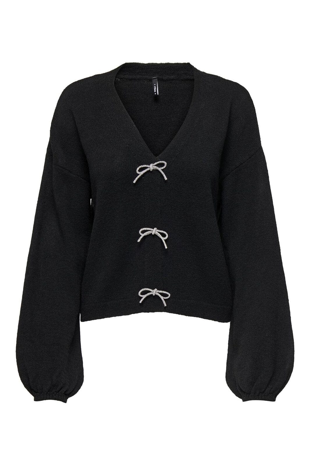 Only - Onldonna Ls Bow V-Neck Knt - 4699811 Black