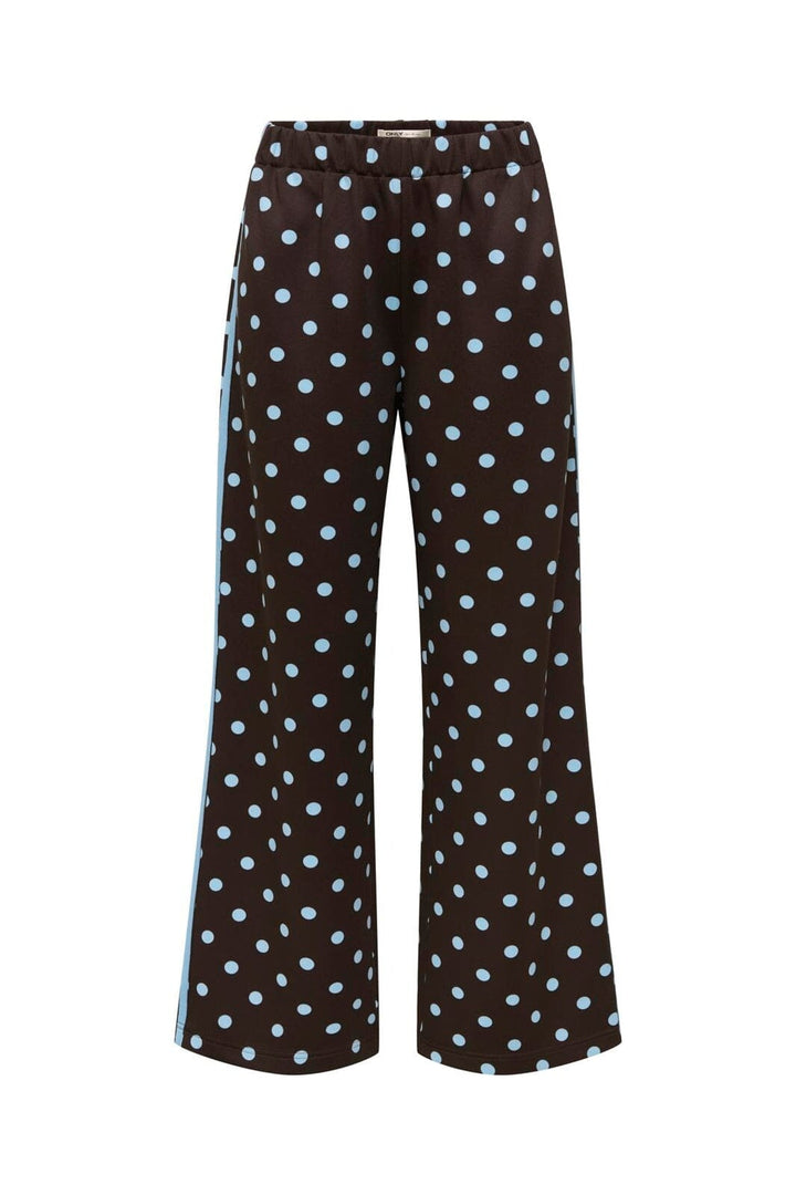 Only - Onldotier Panel Wide Pant - 5265242 Coffee Bean Cashmere Blue Dots + Panel