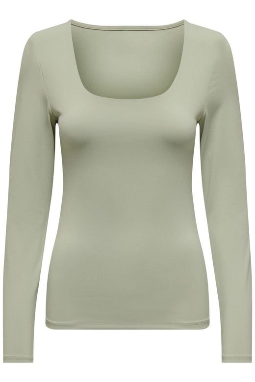 Only - Onlea L/S 2-Way Deep Neck Top - 4597726 Desert Sage Toppe 
