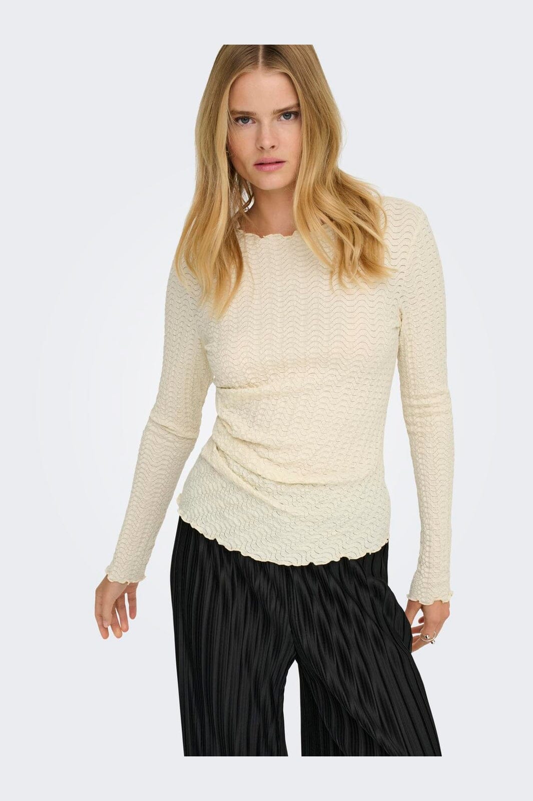 Only - Onlella L/S Ruching Top - 4952823 Birch