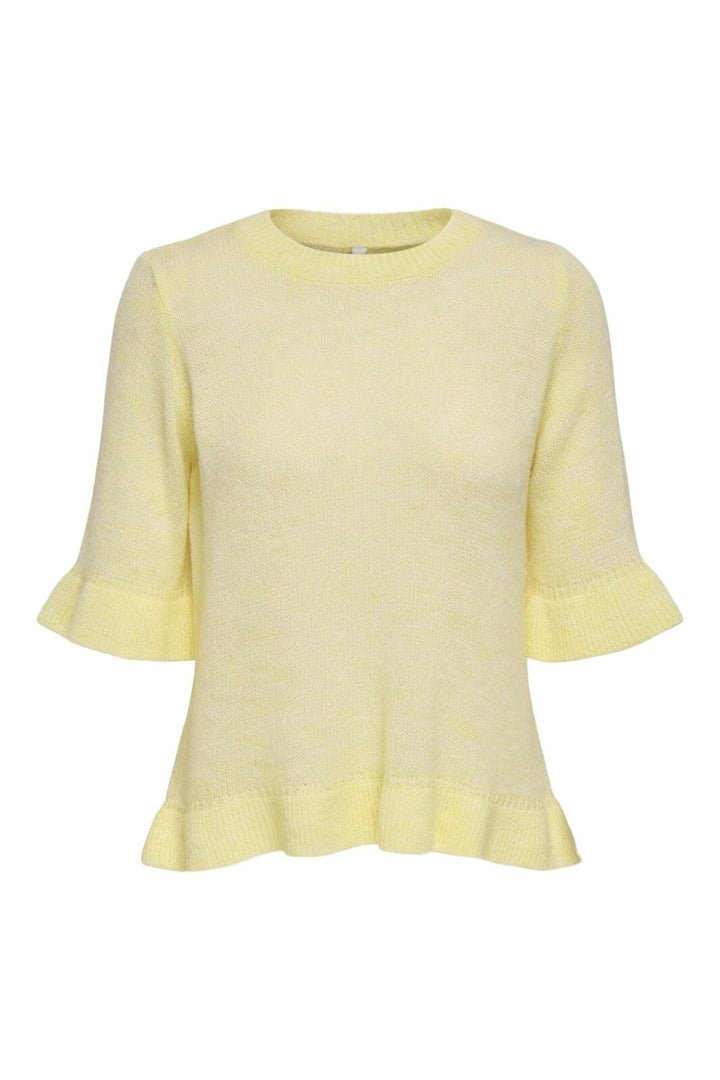 Only - Onlella Ss Frill O-Neck Knt - 4992505 Sunlight Melange