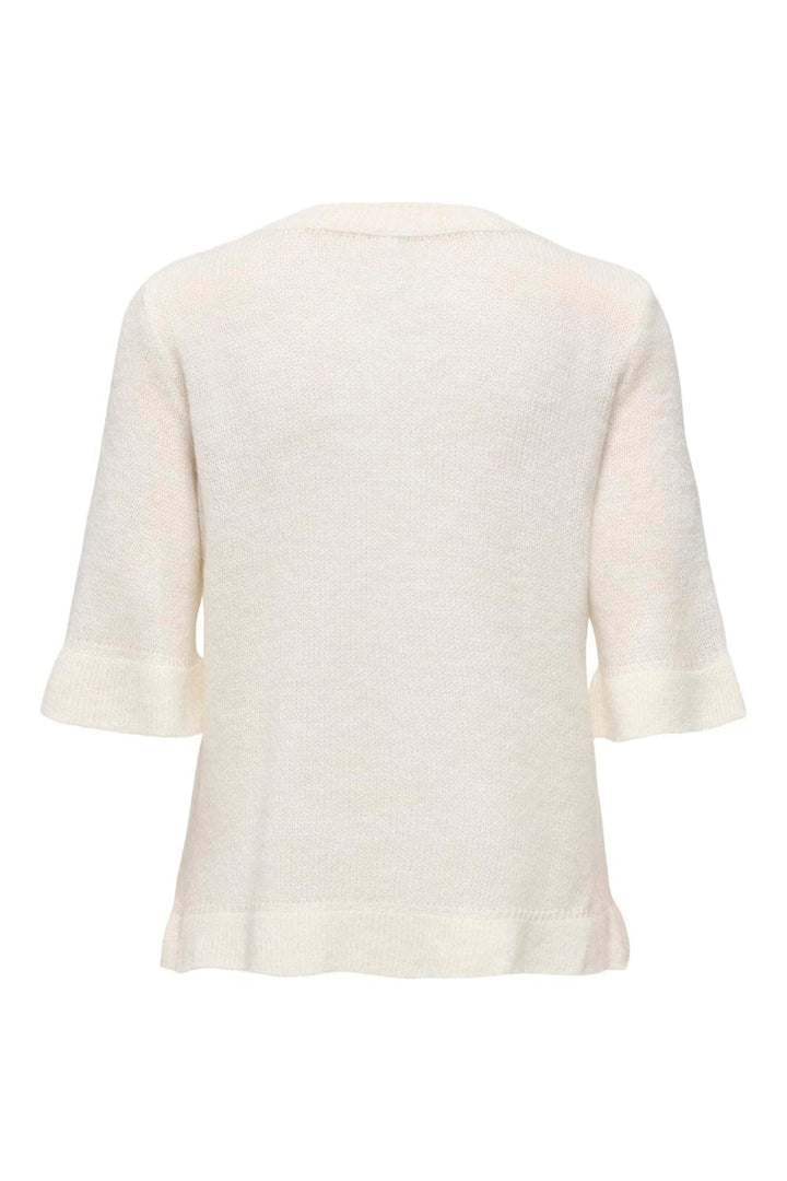 Only - Onlella Ss Frill O-Neck Knt - 4992506 Birch Melange