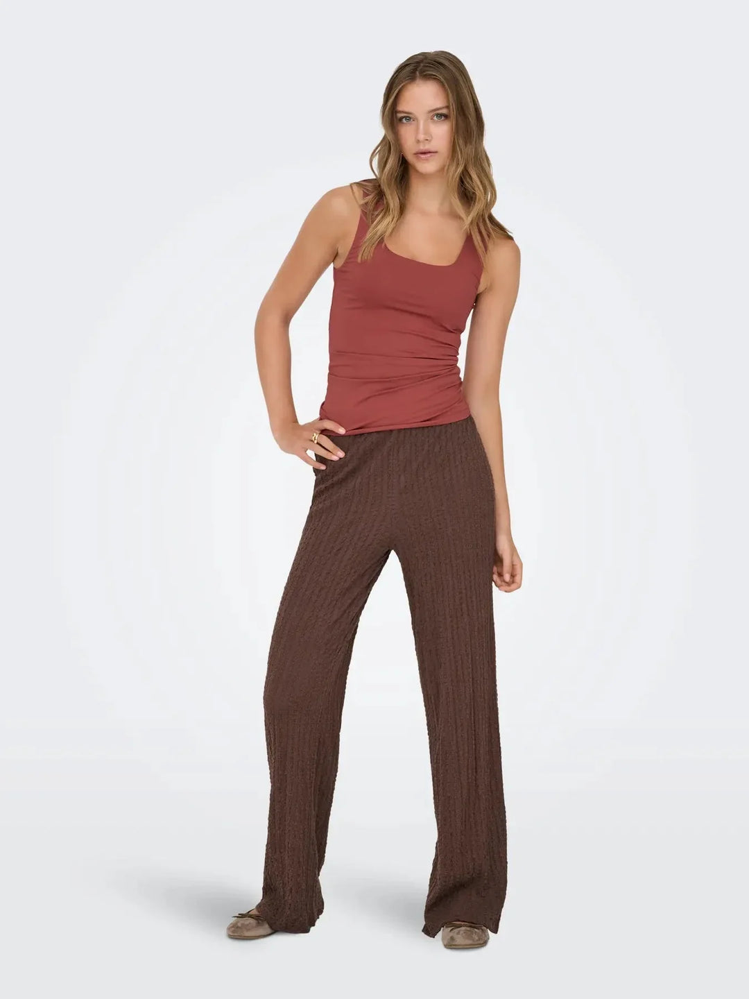 Only - Onlella Wide Pant - 4952854 Chocolate Martini Bukser 