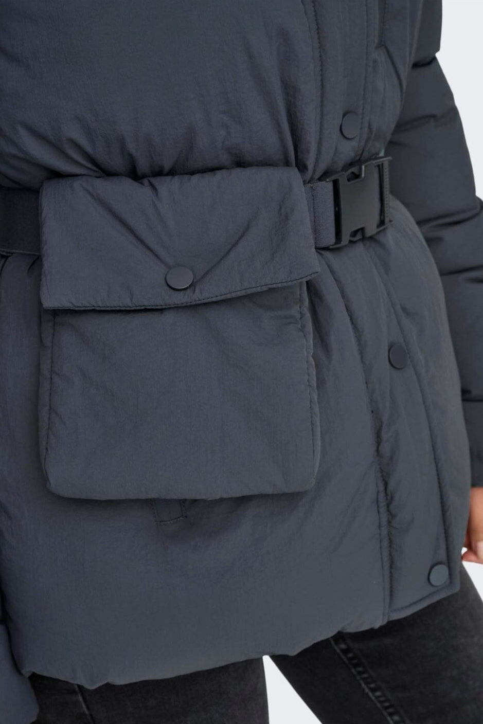 Only - Onlellie Pouch Puffer Jacket - 4851978 Blackened Pearl