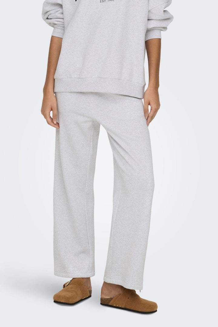 Only - Onlelliot Wide Zip Pant Swt - 4638151 Light Grey Melange Labels Brooklyn