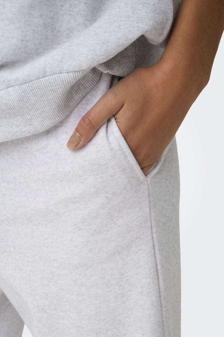 Only - Onlelliot Wide Zip Pant Swt - 4638151 Light Grey Melange Labels Brooklyn