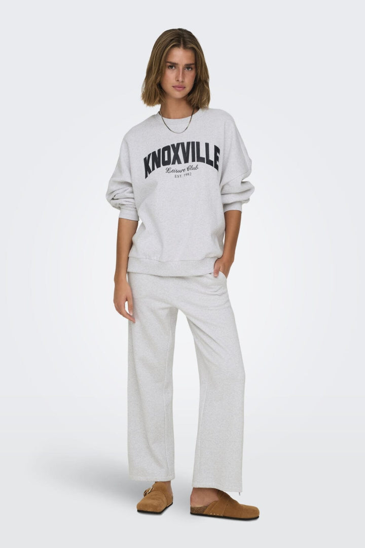 Only - Onlelliot Wide Zip Pant Swt - 4638151 Light Grey Melange Labels Brooklyn