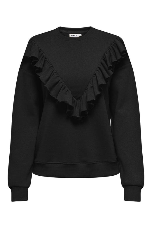 Only - Onlely L/S O-Neck Fringe Swt - 4892159 Black