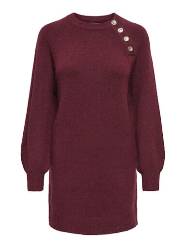Only - Onlemma Life Ls Button Onec Dress Cc Knt - 4853471 Cabernet Melange/Gold Button Kjoler 