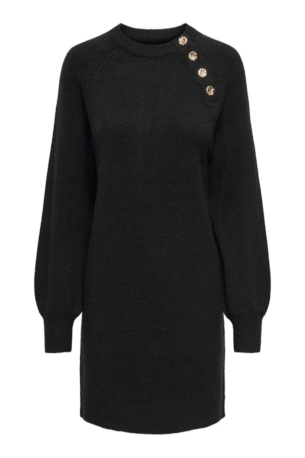 Only - Onlemma Life Ls Button Onec Dress Cc Knt - 4853473 Black Gold Button Kjoler 