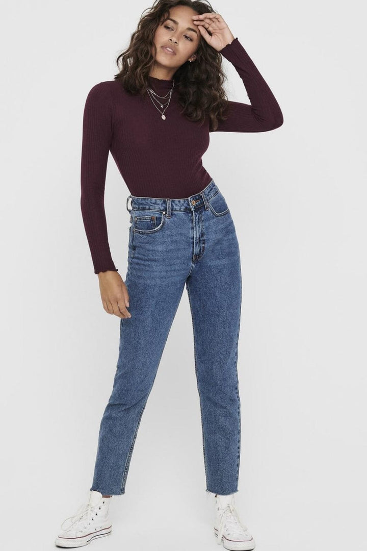 Only - Onlemma L/S High Neck Top - 3437408 Madder Brown