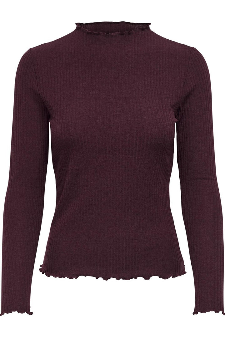 Only - Onlemma L/S High Neck Top - 3437408 Madder Brown