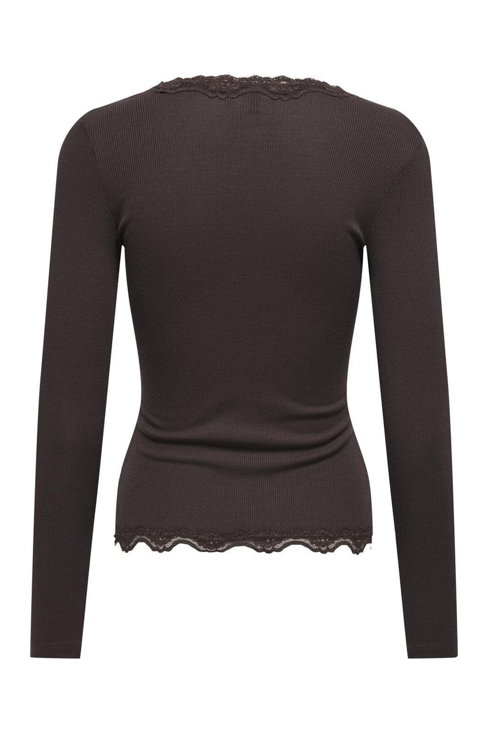 Only - Onlenea L/S Lace Mix Placket Top - 4868804 Black Coffee Pearl Buttons