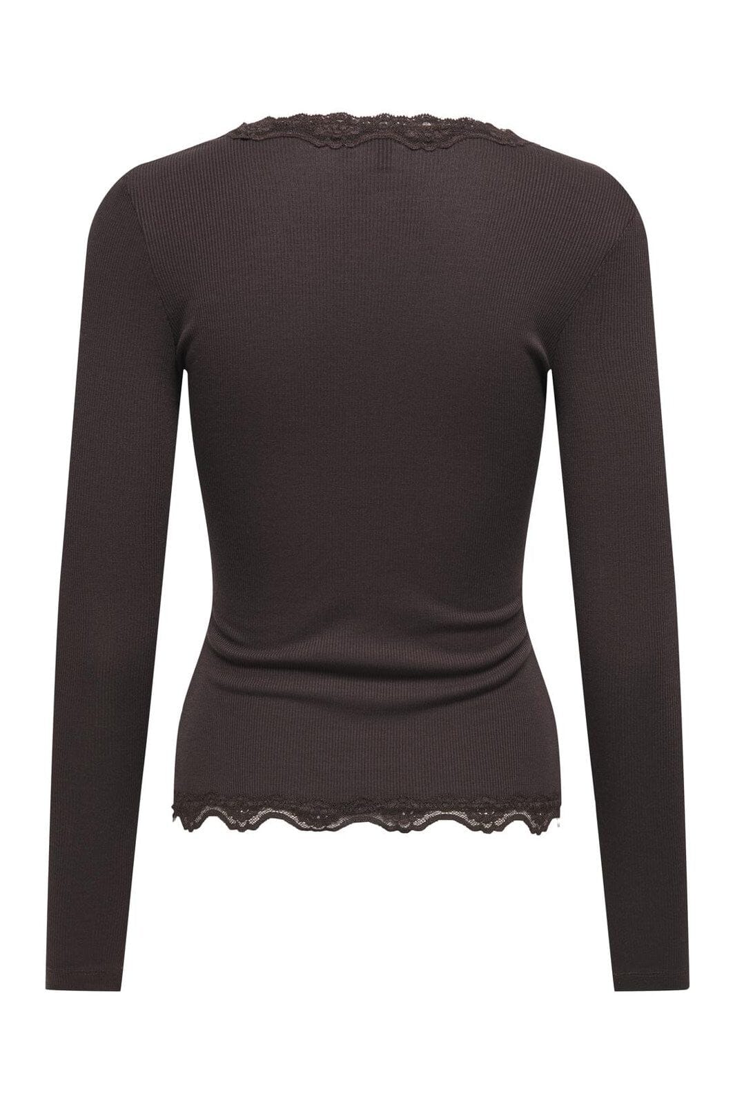 Only - Onlenea L/S Lace Mix Placket Top - 4868804 Black Coffee Pearl Buttons