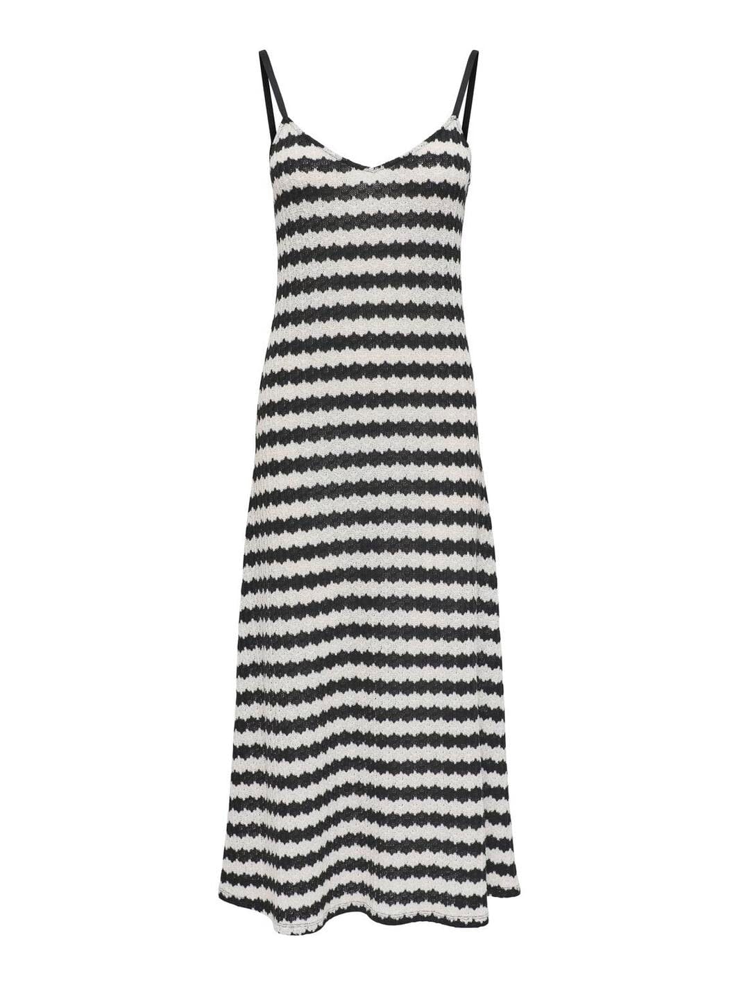 Only - Onlevara Life S/L Stripe Dress - 4855529 Black Cloud Dancer