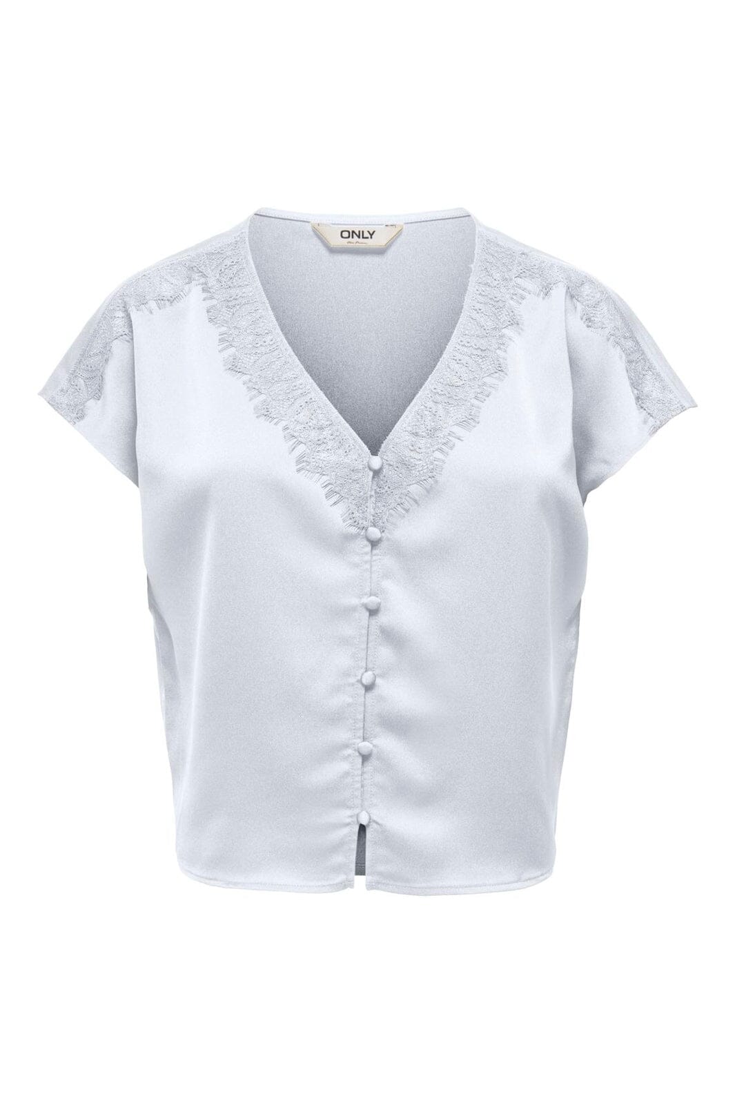 Only - Onlfaraya S/L Button Lace Satin Top - 5083486 Bright White