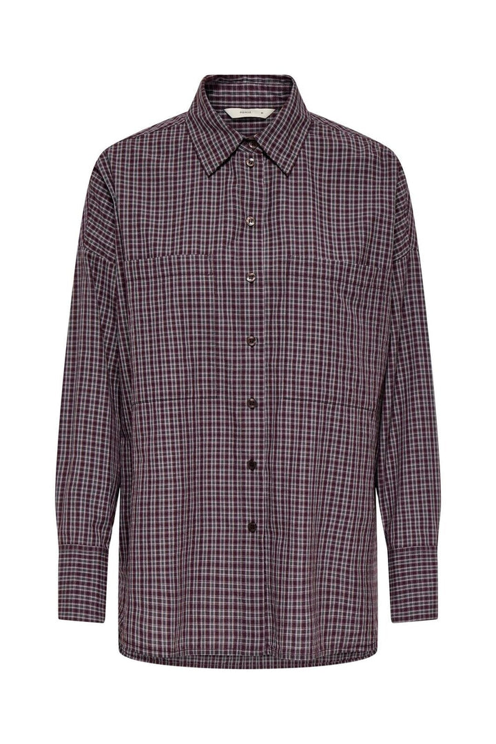 Only - Onlfenna L/S Oversize Check Shirt - 5025179 Winetasting Grey / White Check