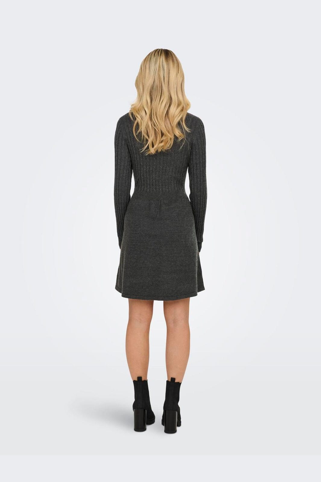 Only - Onlfia Ls Cable Dress Knt - 4411428 Dark Grey Melange
