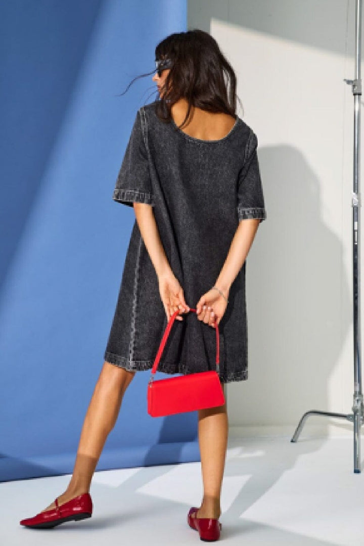 Only - Onlgigi S/S A-Shape Dress Azg - 4651929 Dark Grey Denim