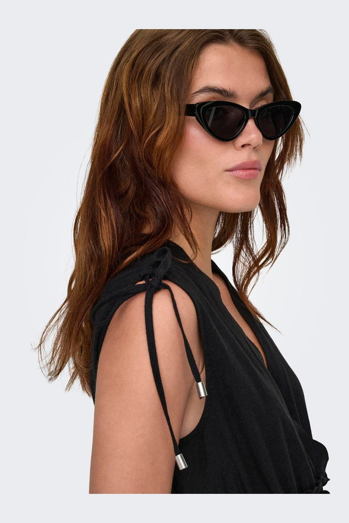 Only - Onlgoa Sl Linen Bl Long Dress Cc - 4910201 Black