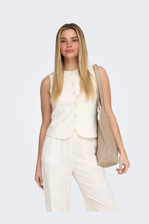 Only - Onlgoa S/L Linen Bl Waistcoat Cc Tlr - 4910243 Cloud Dancer