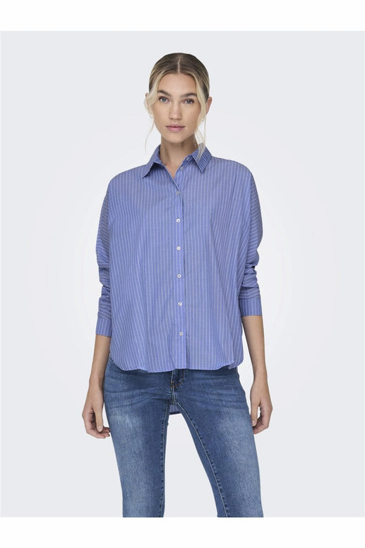 Only - Onlgrace Ls Shirt - 3817811 Moonlight Blue Blue/White