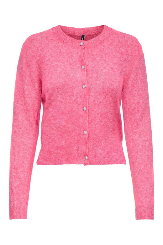 Only - Onlhavanna Ls Button Cardigan Knt - 4927894 Pink Lemonade Melange/Bling Button
