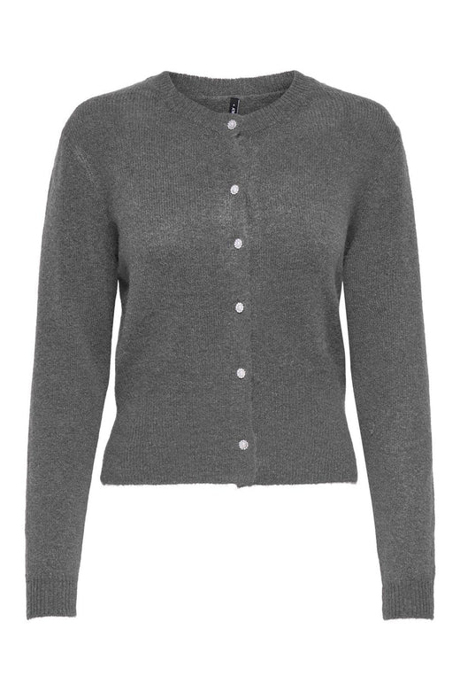 Only - Onlhavanna Ls Button Cardigan Knt - 4932225 Medium Grey Melange Bling Button