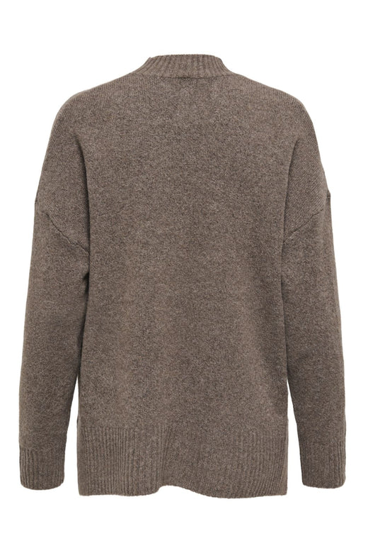 Only - Onlhazel Ls Highneck Overs Pull Knt - 4813873 Brown Lentil Melange Strikbluser 