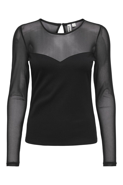 Only - Onlheart-Becki L/S Mix Top - 4866335 Black