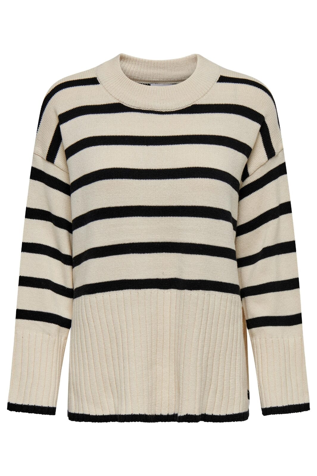 Only - Onlhella Ls Loose Striped O-Neck Cc Knt - 4377606 Birch Black