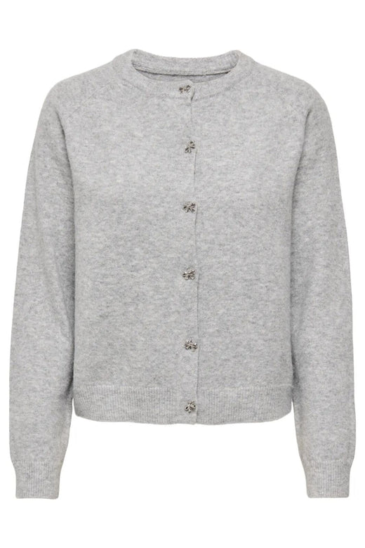 Only - Onlhoney Ls Bow Cardigan Knt - 5026401 Light Grey Melange Silver Bow Buttons Cardigans 