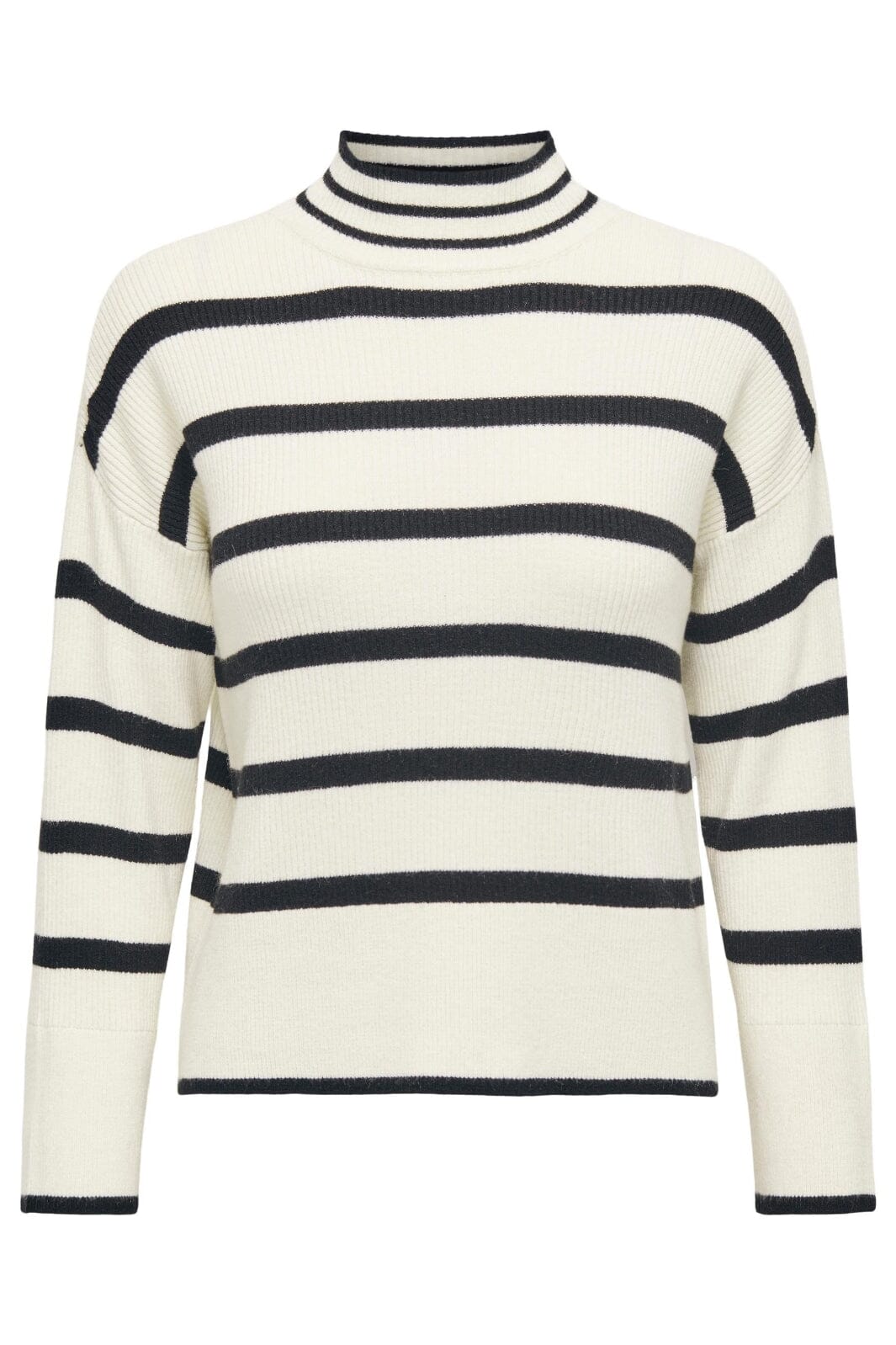 Only - Onlibi L/S Highneck Pullover Knt - 4031224 Whitecap Gray W.Melange/Black