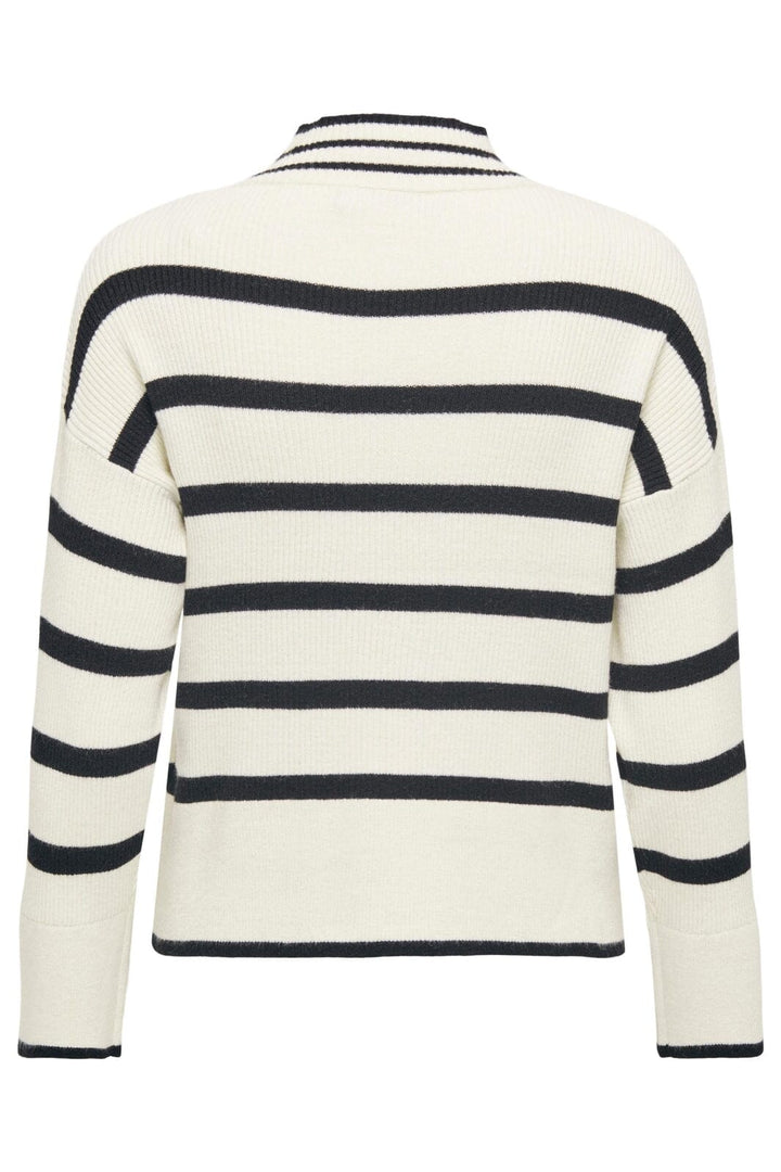 Only - Onlibi L/S Highneck Pullover Knt - 4031224 Whitecap Gray W.Melange/Black
