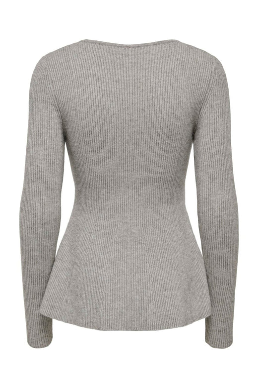Only - Onlibi Ls V-Neck Rib Peplum Cc Knt - 5021070 Medium Grey Melange