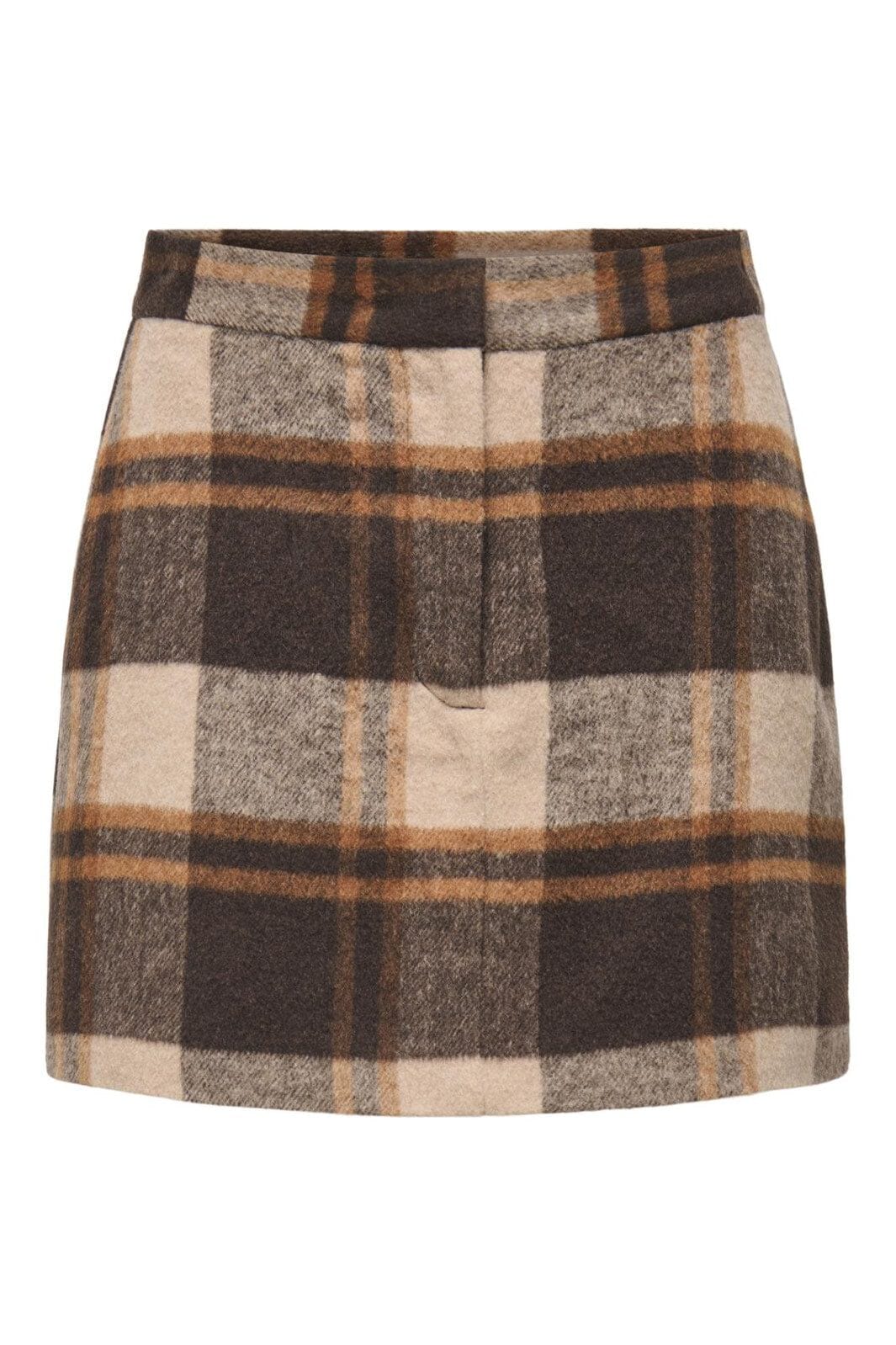 Only - Onlimmy Life Check Skirt - 4950750 Silver Mink W/Chocolate Torte